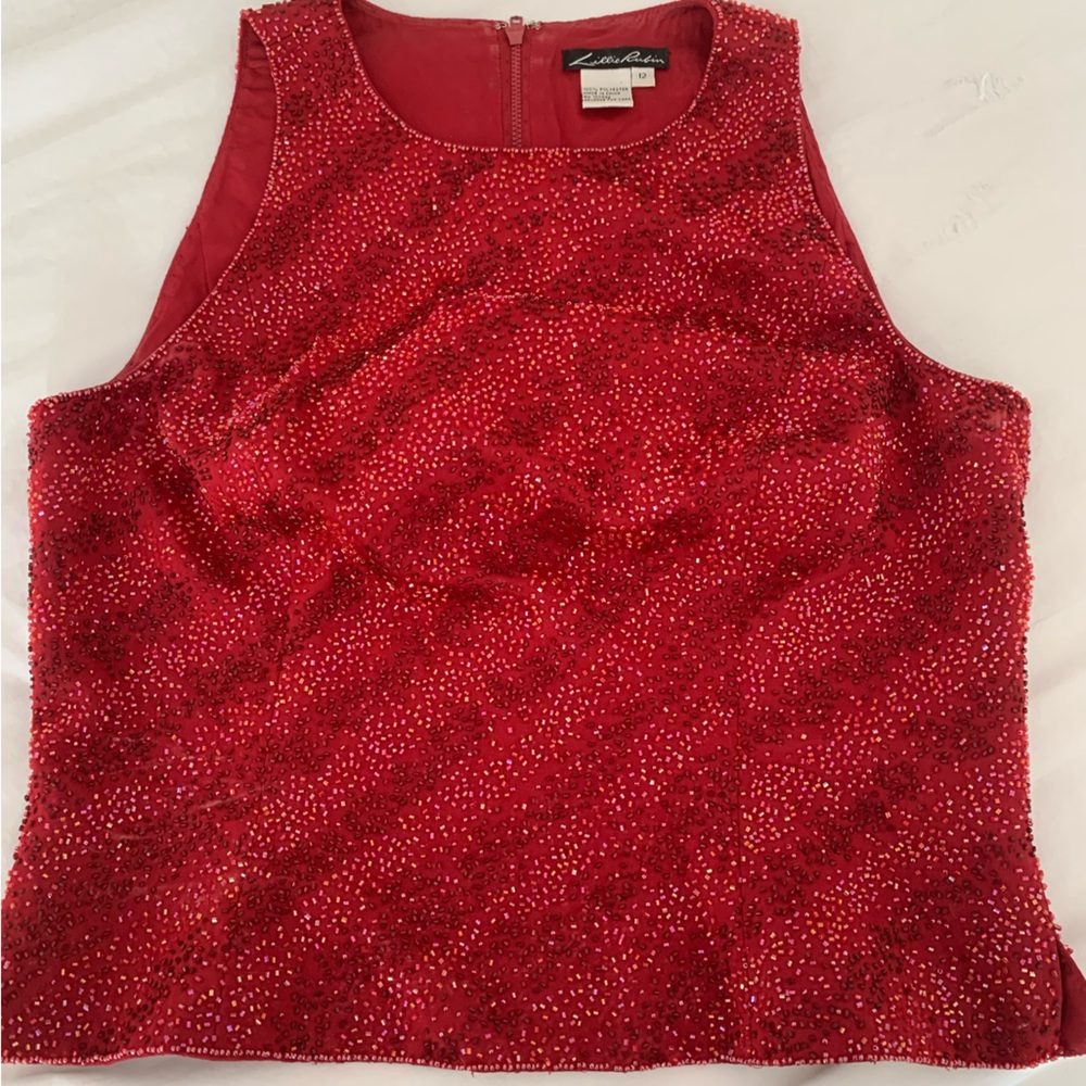 Lillie Rubin holiday red beaded shell